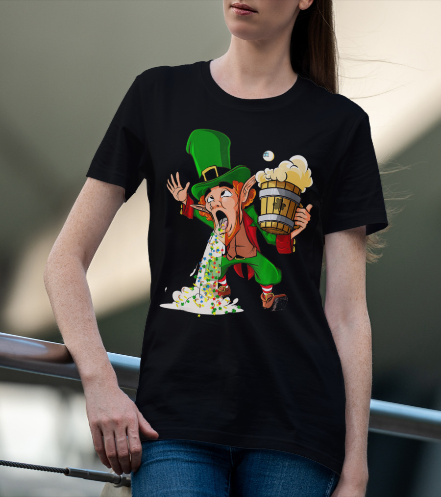 Funny Puking Leprechaun St Patrick's Day Beer T-Shirt