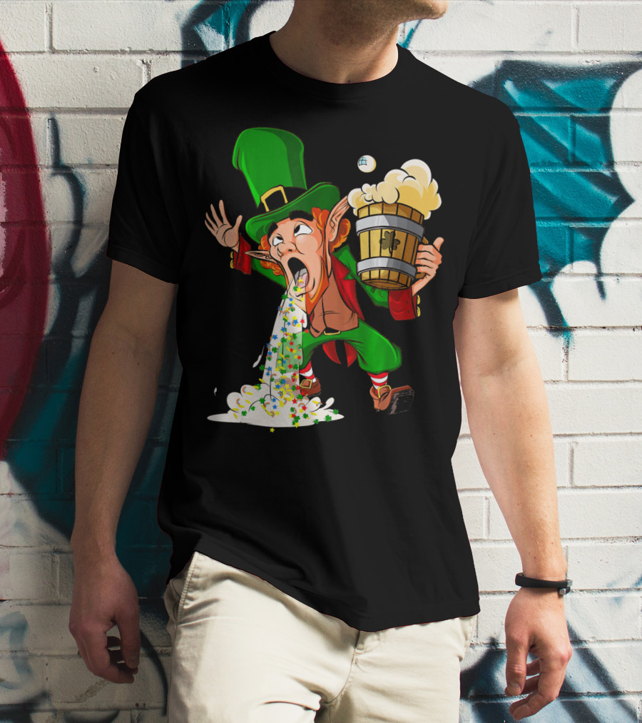 Funny Puking Leprechaun St Patrick's Day Beer T-Shirt