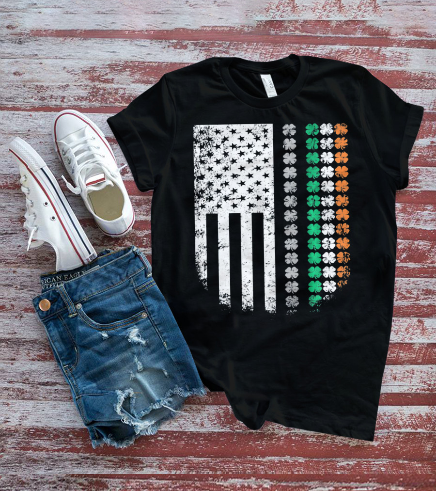 St Patricks Day Shamrock Flag Irish American T-Shirt