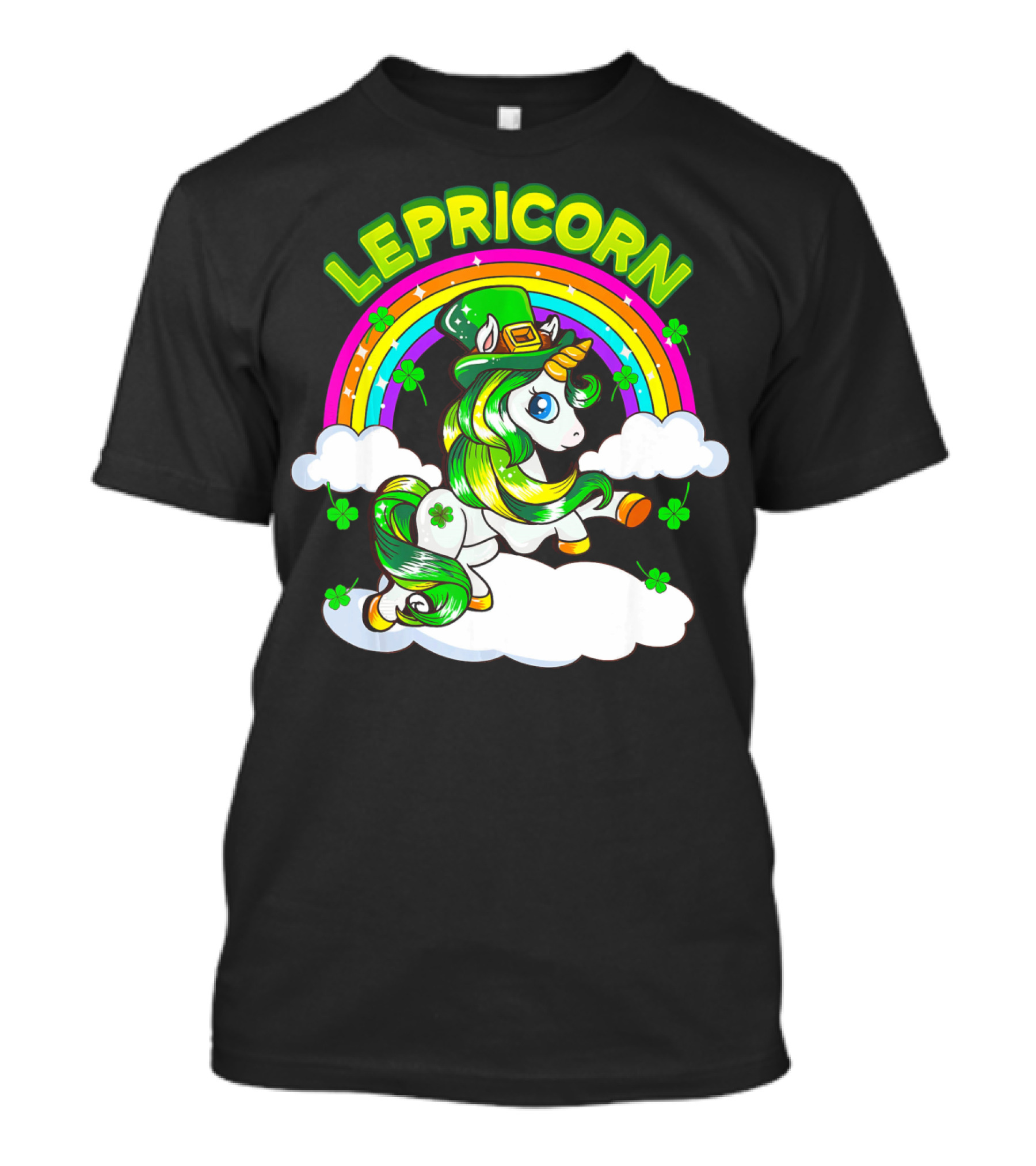 LEPRICORN St Patricks Day Girls Unicorn Iris Rainbow Clover T-Shirt