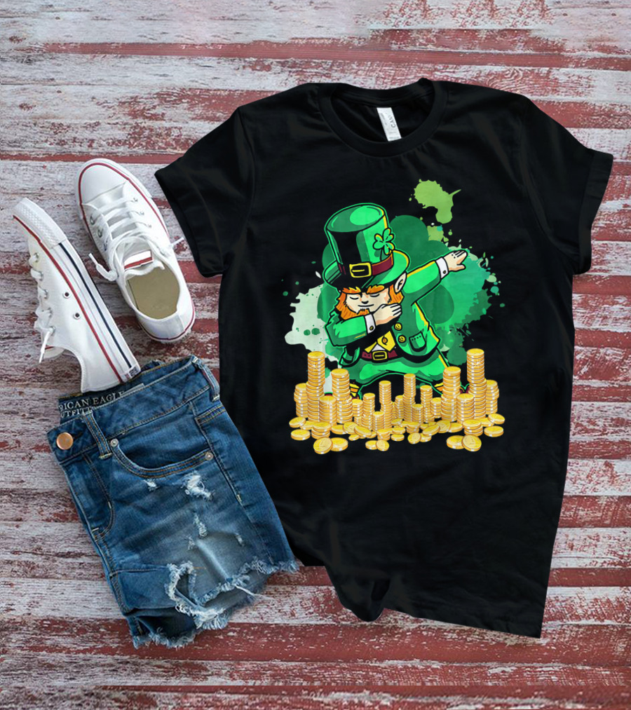 Dabbing Leprechaun And Gold Coins St. Patty's Day T-Shirt