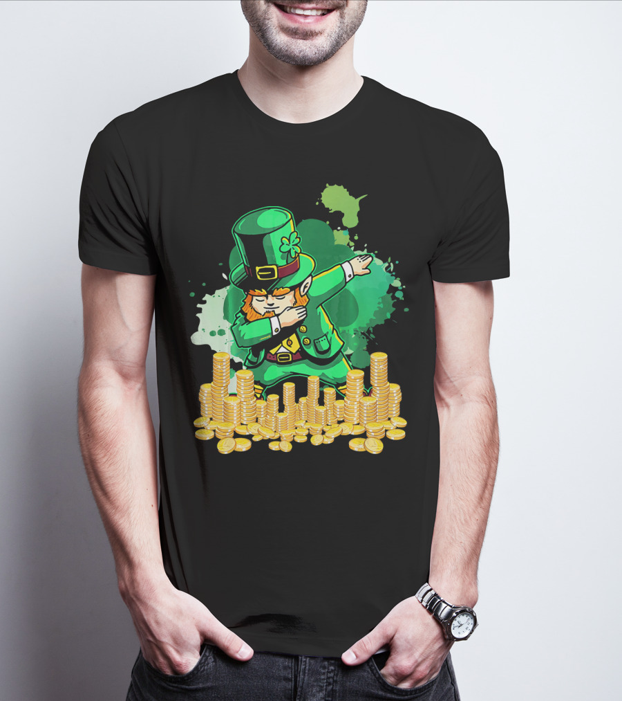 Dabbing Leprechaun And Gold Coins St. Patty's Day T-Shirt