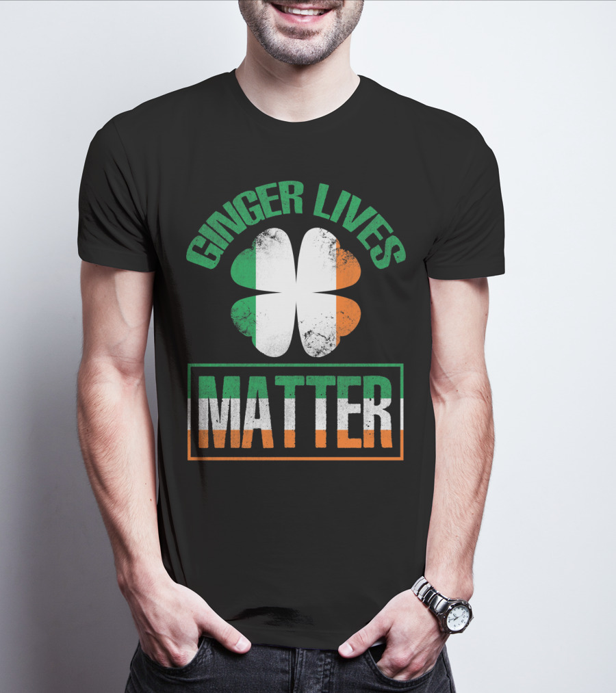 Ginger Lives Matter Irish Flag Shamrock T-Shirt