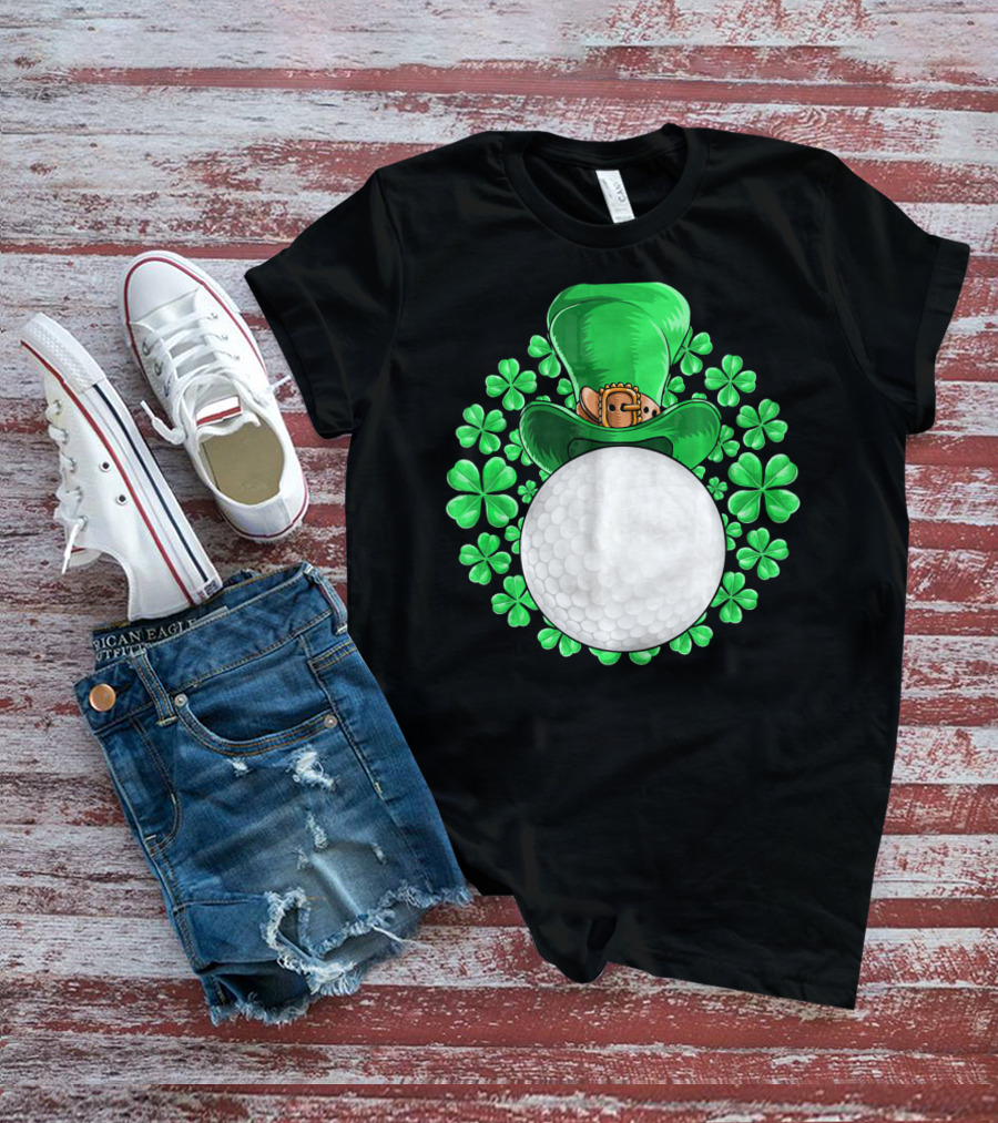 St Patricks Day Golfing Shamrock Hat Golf Ball T-Shirt