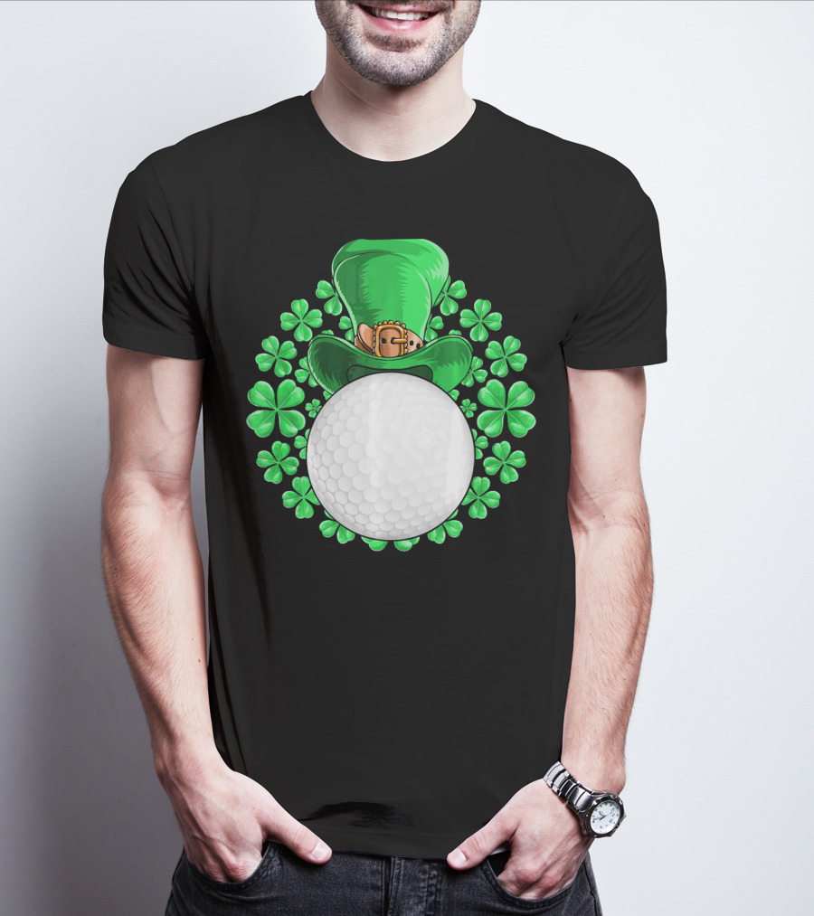 St Patricks Day Golfing Shamrock Hat Golf Ball T-Shirt