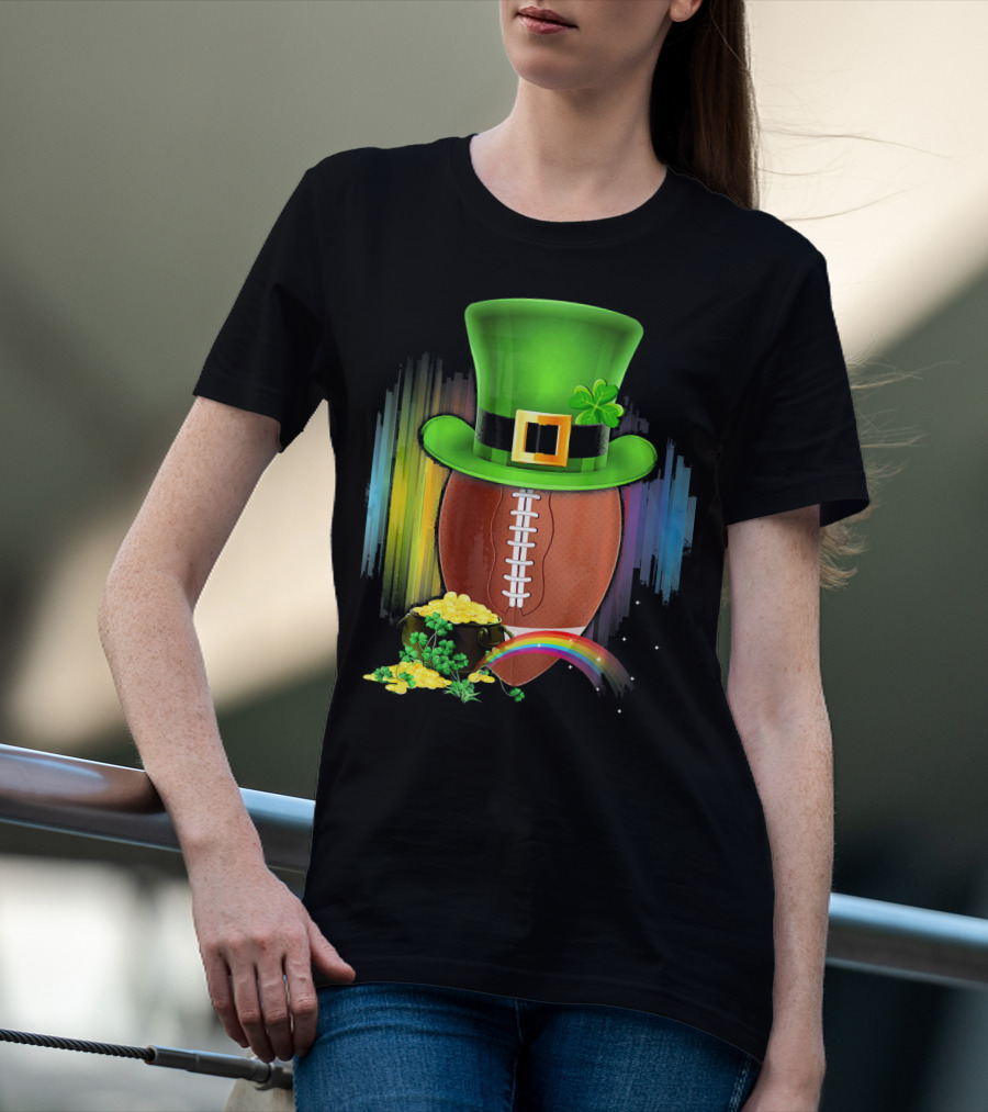 Saint Patricks Day Rugby Leprechaun Coin Rainbow T-Shirt