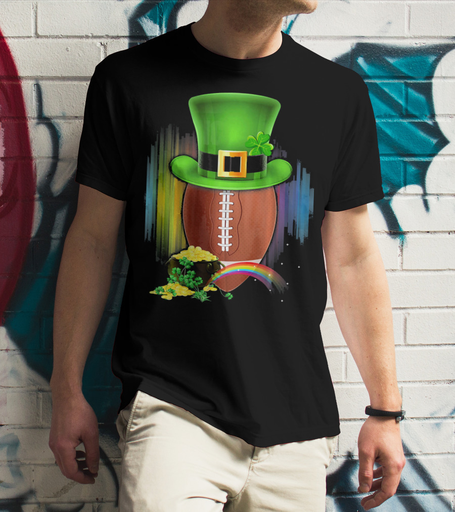 Saint Patricks Day Rugby Leprechaun Coin Rainbow T-Shirt