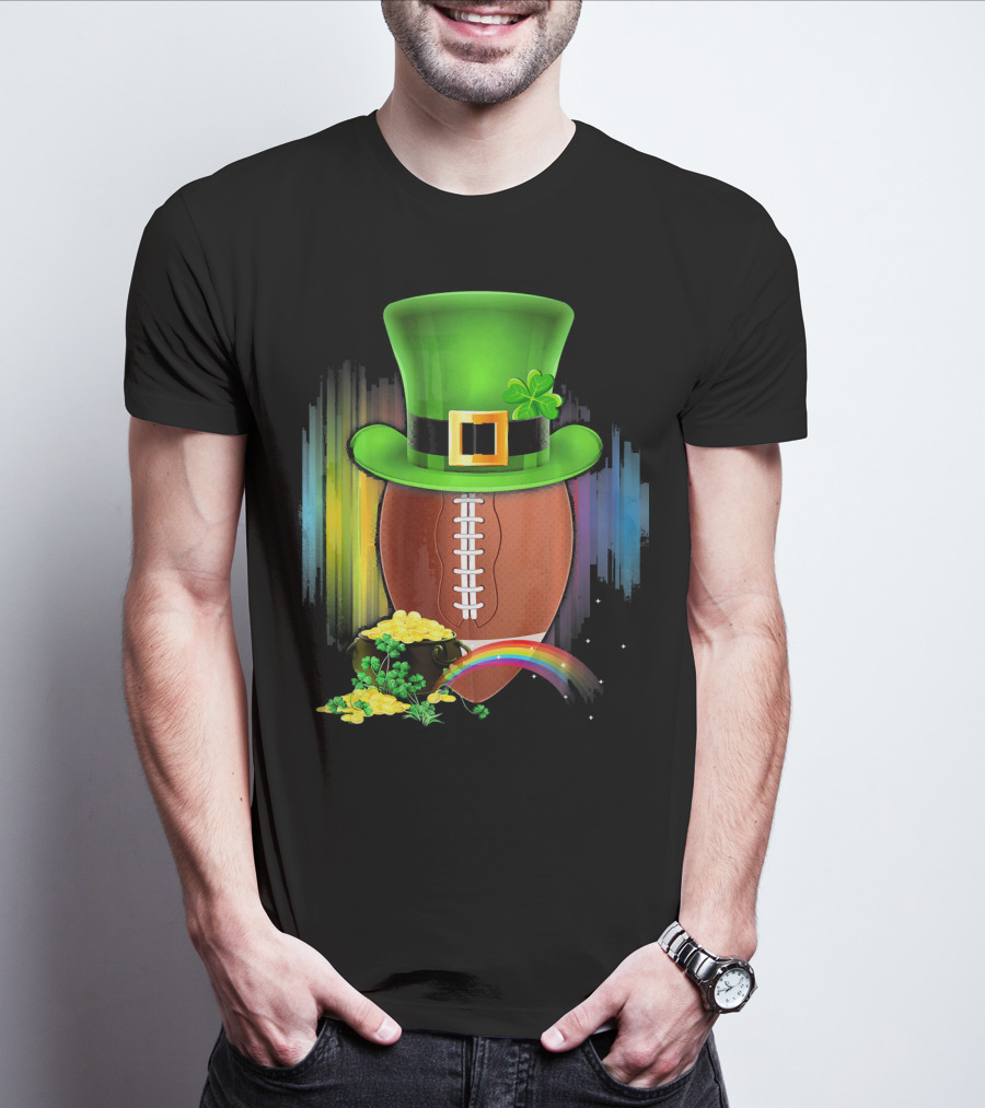 Saint Patricks Day Rugby Leprechaun Coin Rainbow T-Shirt