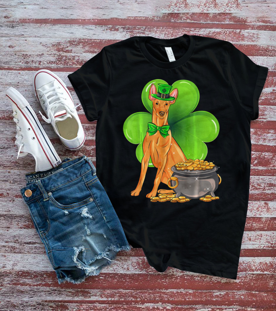 Pharaoh Hound St Patricks Day Leprechaun Clover Pot Of Gold T-Shirt