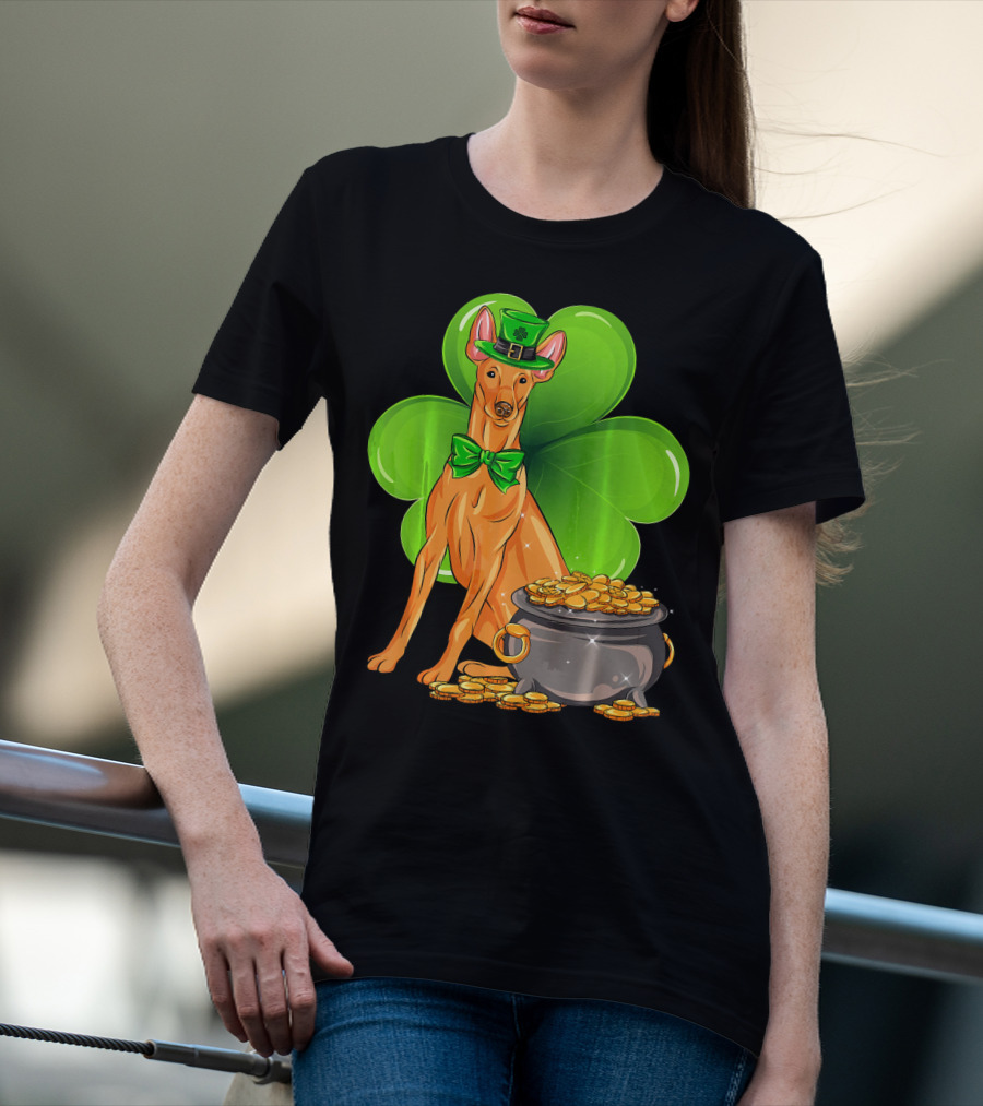 Pharaoh Hound St Patricks Day Leprechaun Clover Pot Of Gold T-Shirt