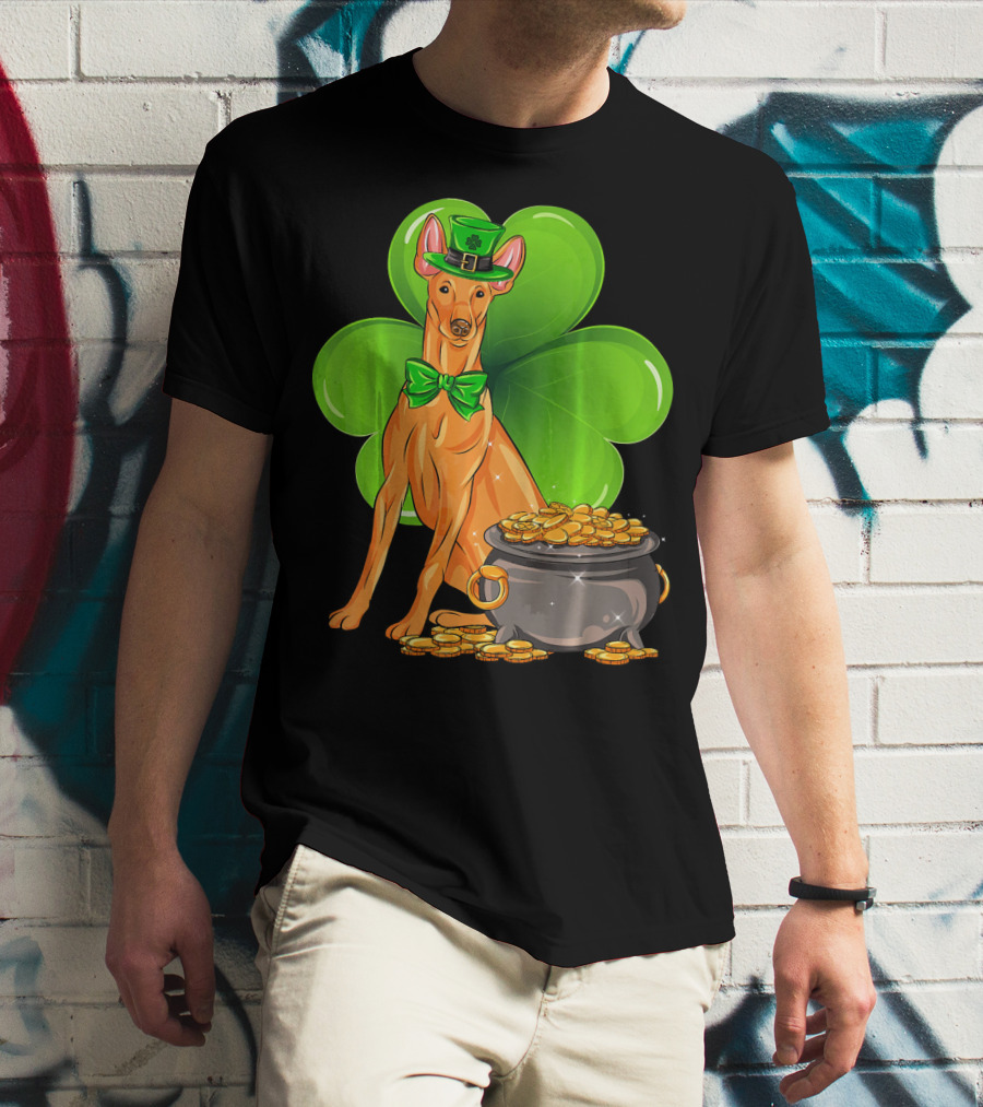 Pharaoh Hound St Patricks Day Leprechaun Clover Pot Of Gold T-Shirt
