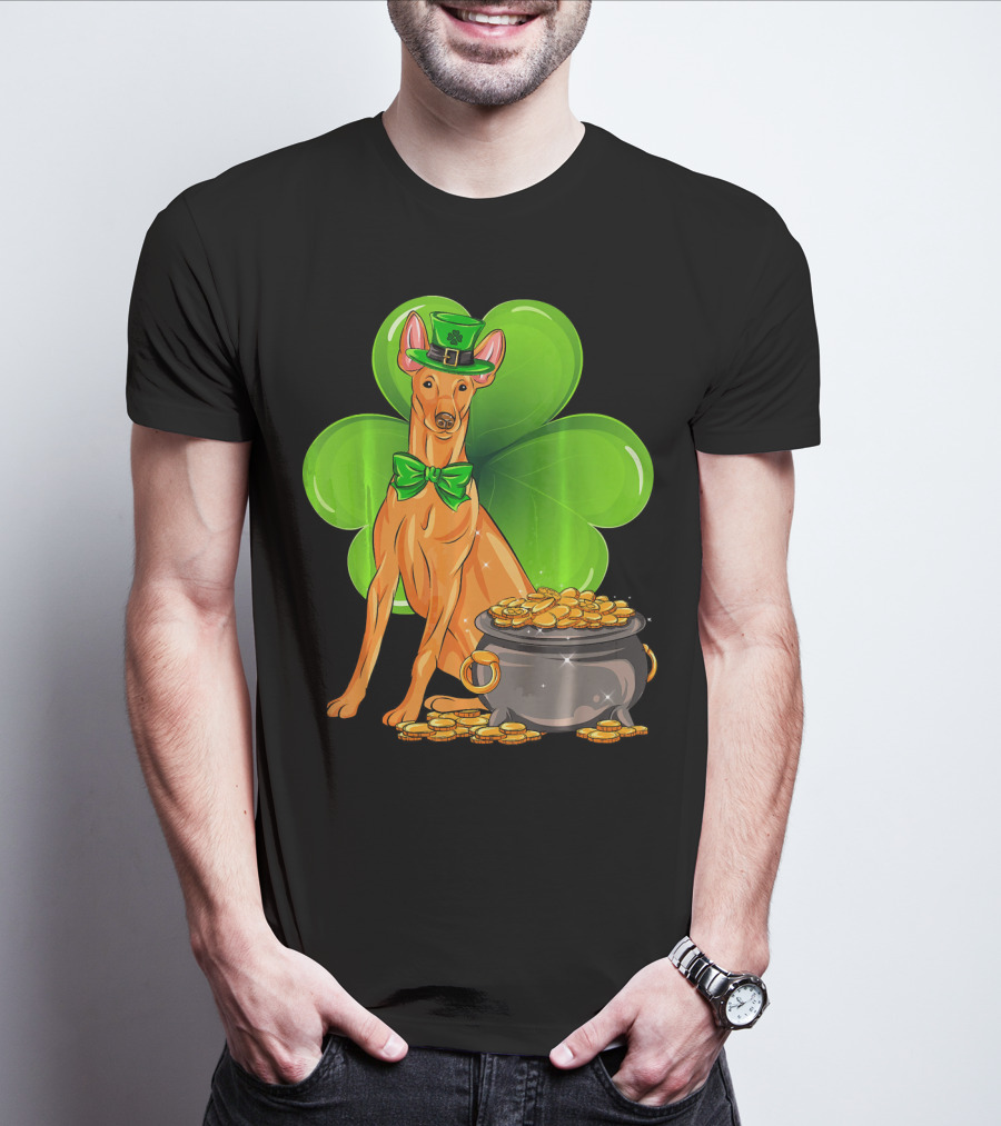 Pharaoh Hound St Patricks Day Leprechaun Clover Pot Of Gold T-Shirt