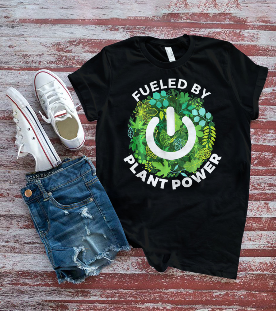 Fueled By Plant Power Eco Energy Symbol Vegetarian T-Shirt