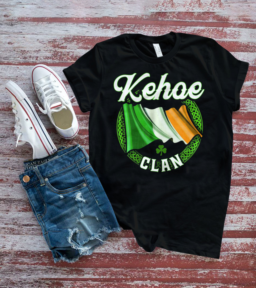 Kehoe Clan Irish Last Name Ireland Flag Shamrock T-Shirt