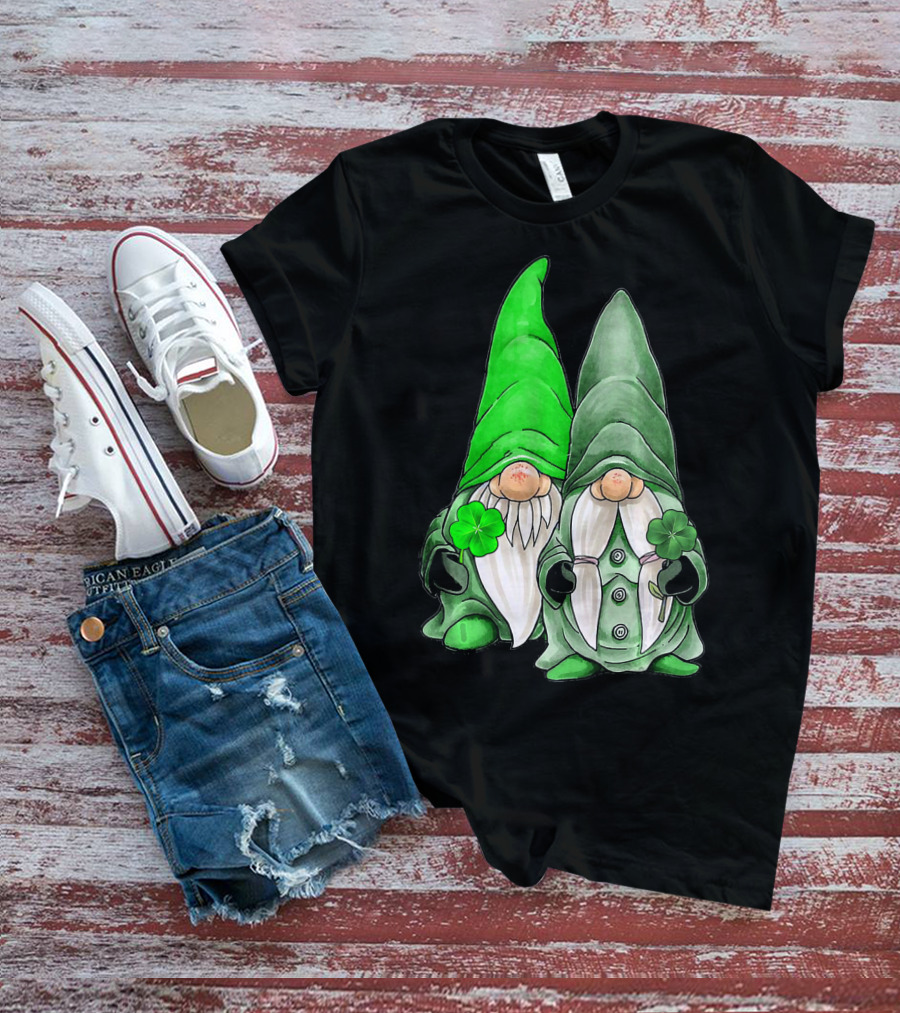 Green Gnomes Tomte Leprechaun Shamrock St. Patrick's Day Duo T-Shirt