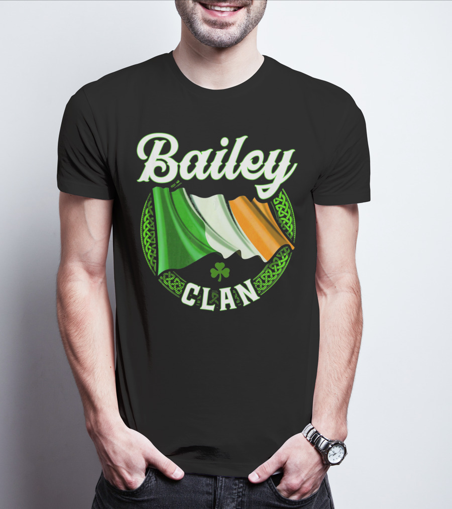 Bailey Clan Irish Flag Shamrock T-Shirt