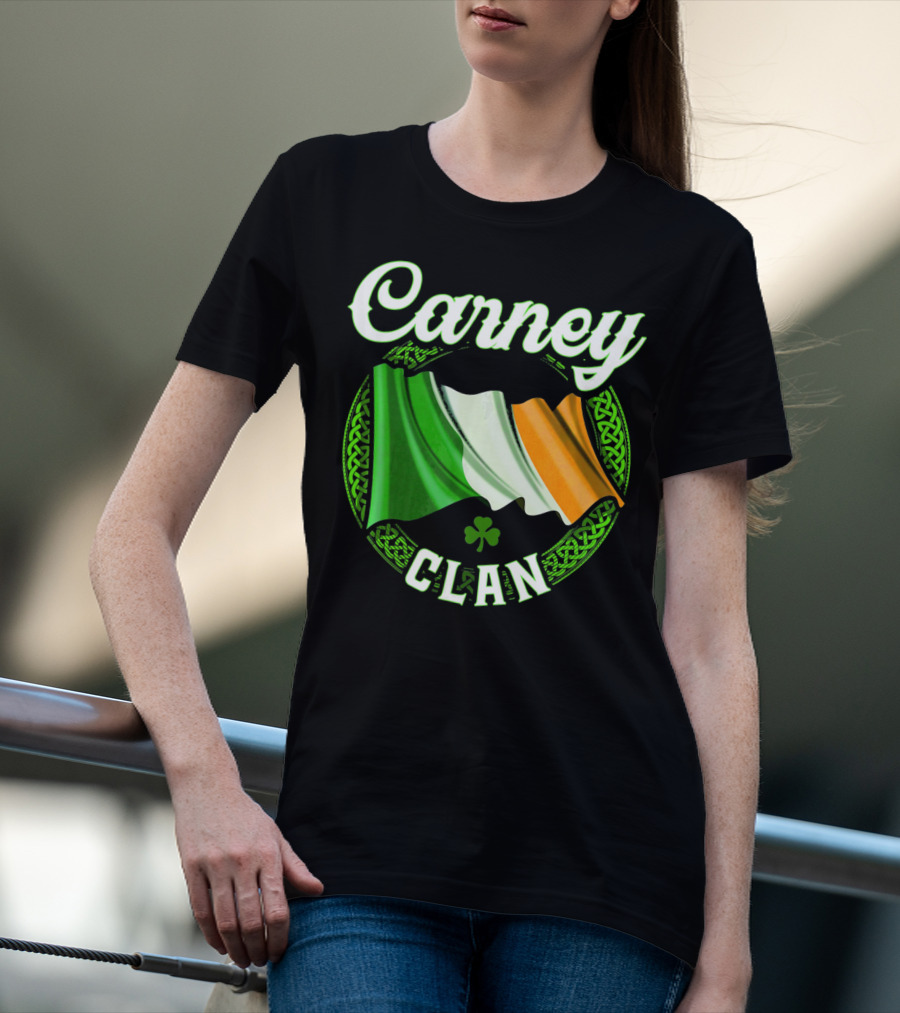 Carney Clan Irish Flag Ireland Celtic Knot Surname T-Shirt