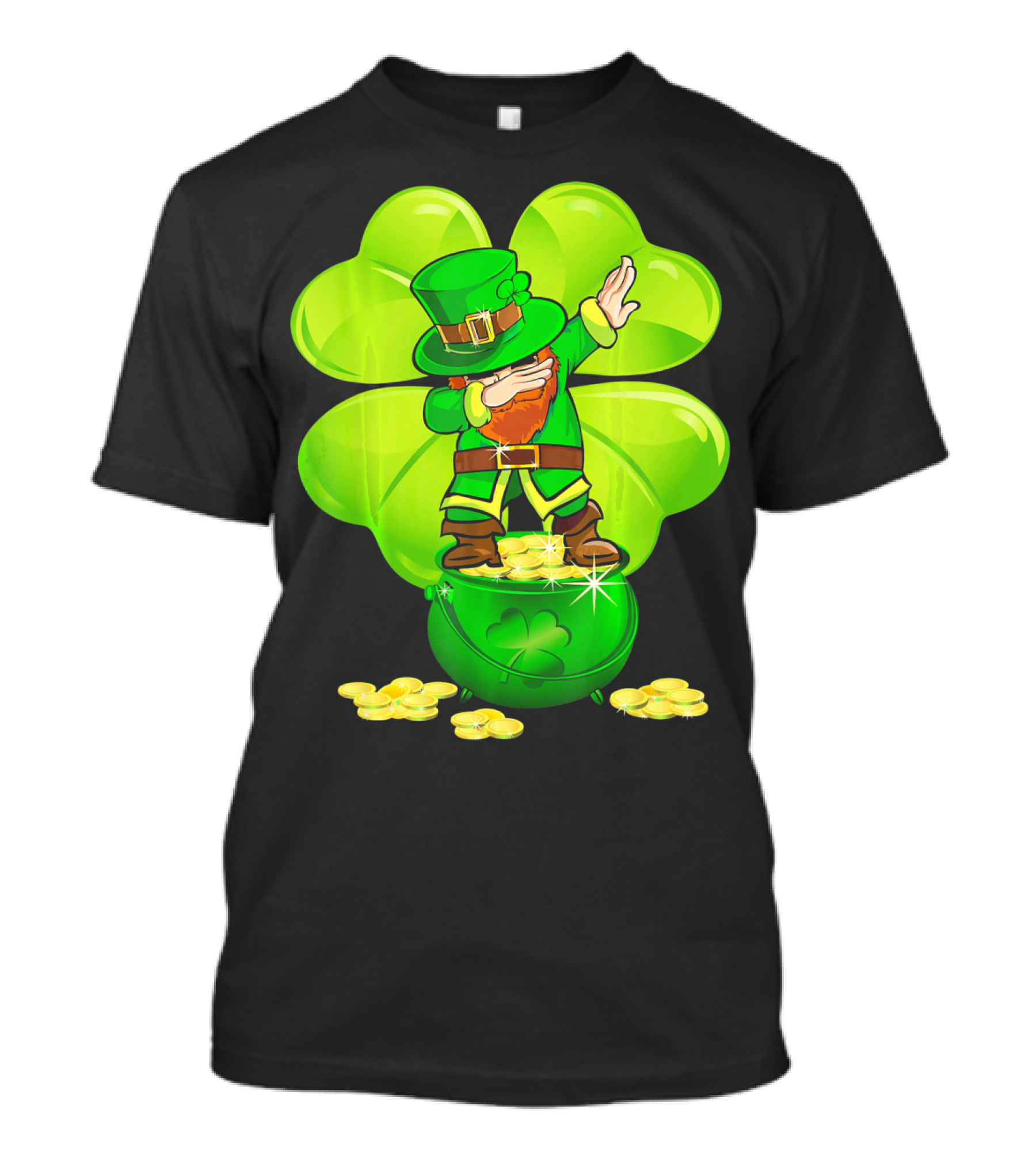 Dabbing Leprechaun Gold Coins Shamrock T-Shirt