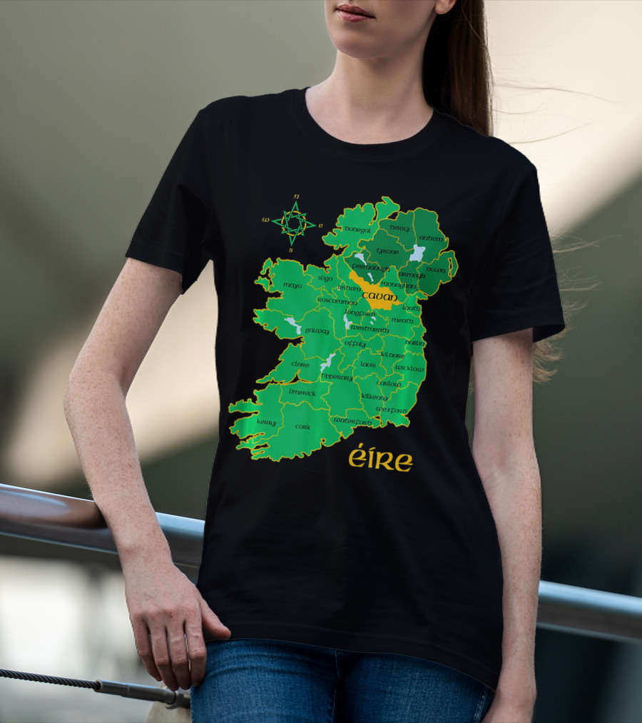 Cavan Éire Irish County Map Ireland T-Shirt