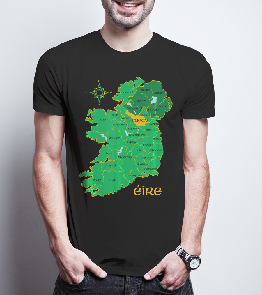 Cavan Éire Irish County Map Ireland T-Shirt