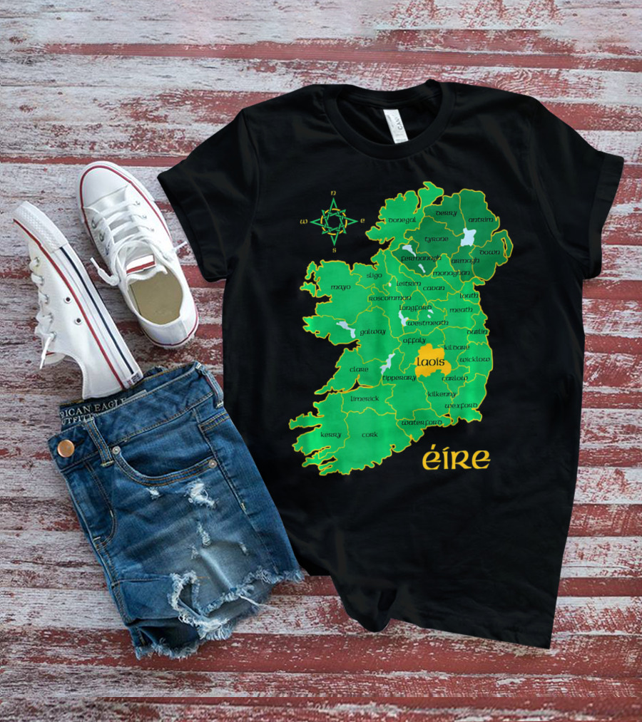 Laois Éire Ireland Irish County Map Compass T-Shirt