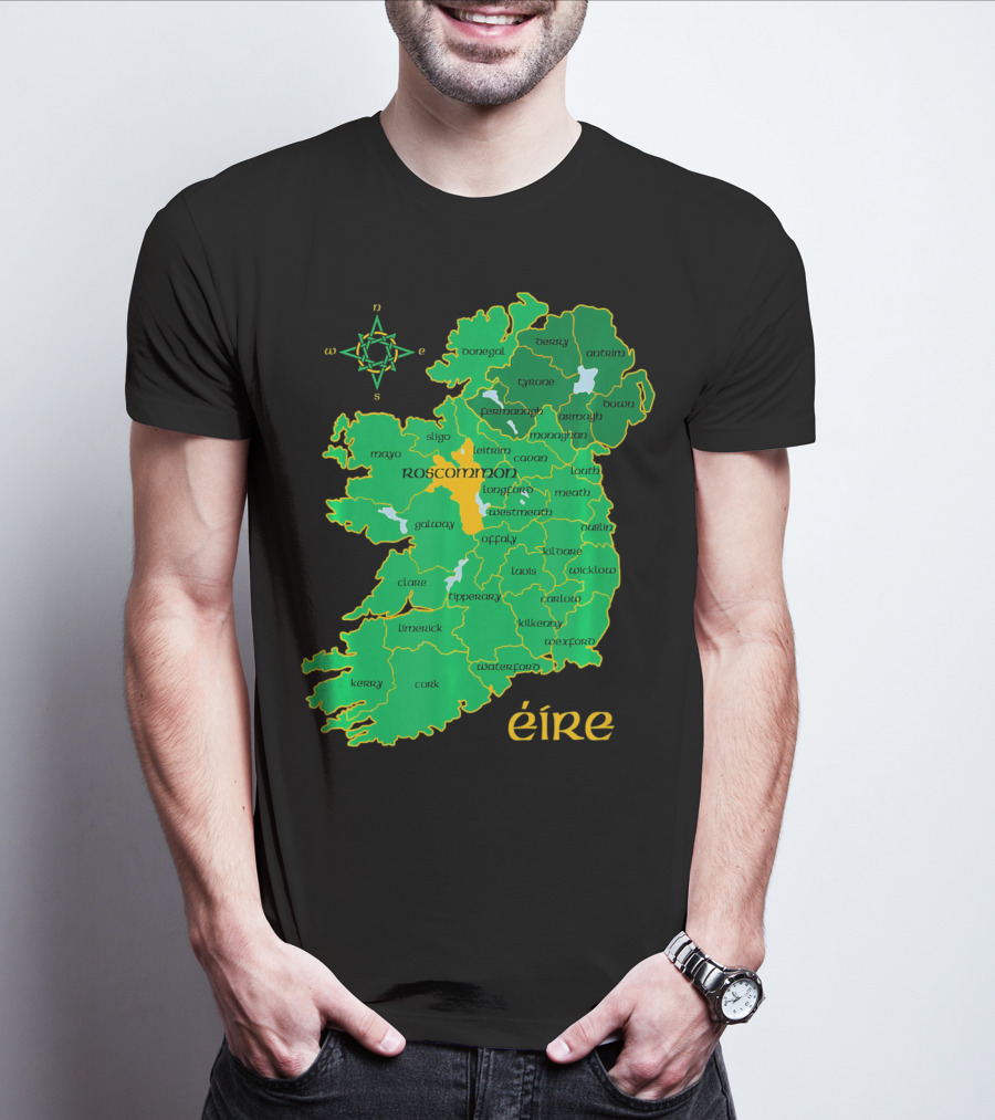 Roscommon Ireland Irish County Map Éire T-Shirt