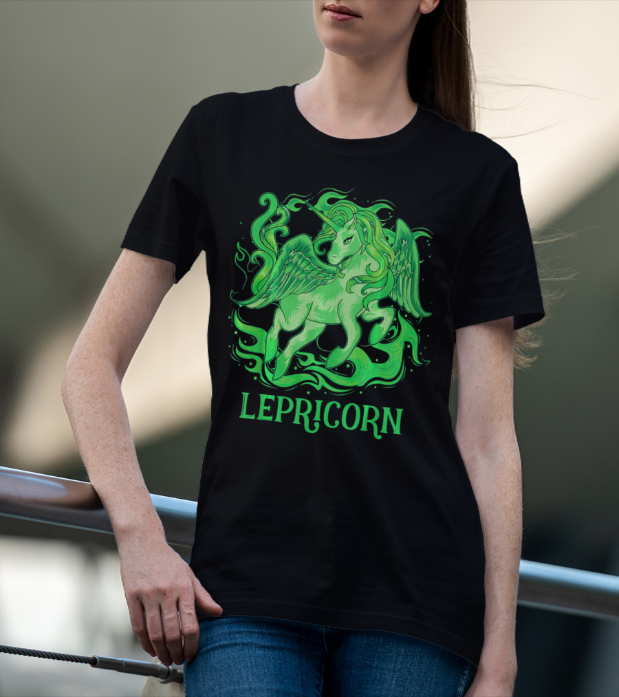 Lepricorn Green Unicorn With Wings T-Shirt