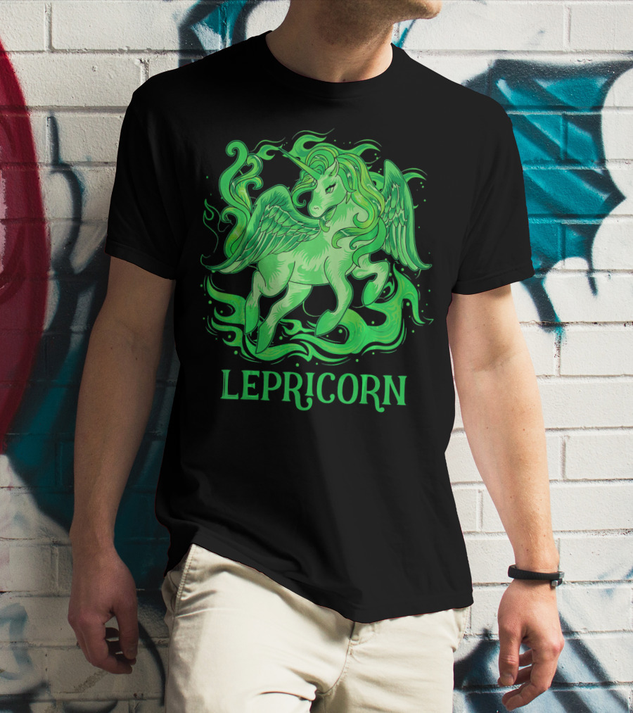 Lepricorn Green Unicorn With Wings T-Shirt
