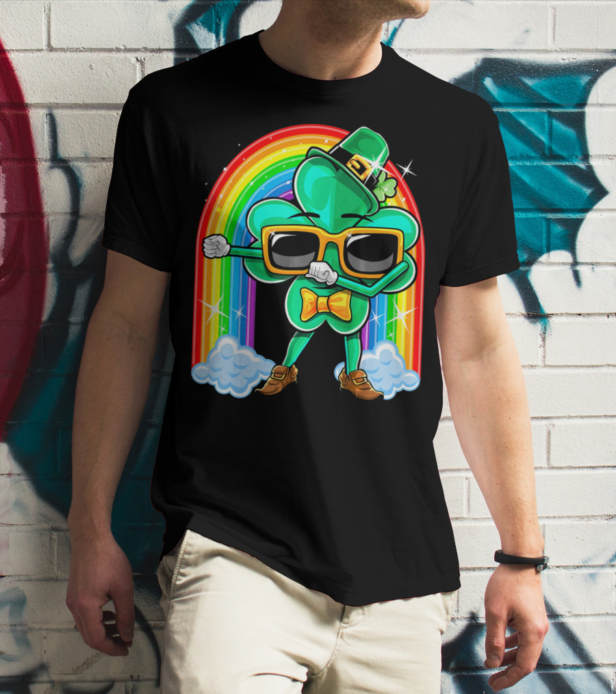 Flossing Shamrock St. Patricks Day Rainbow T-Shirt