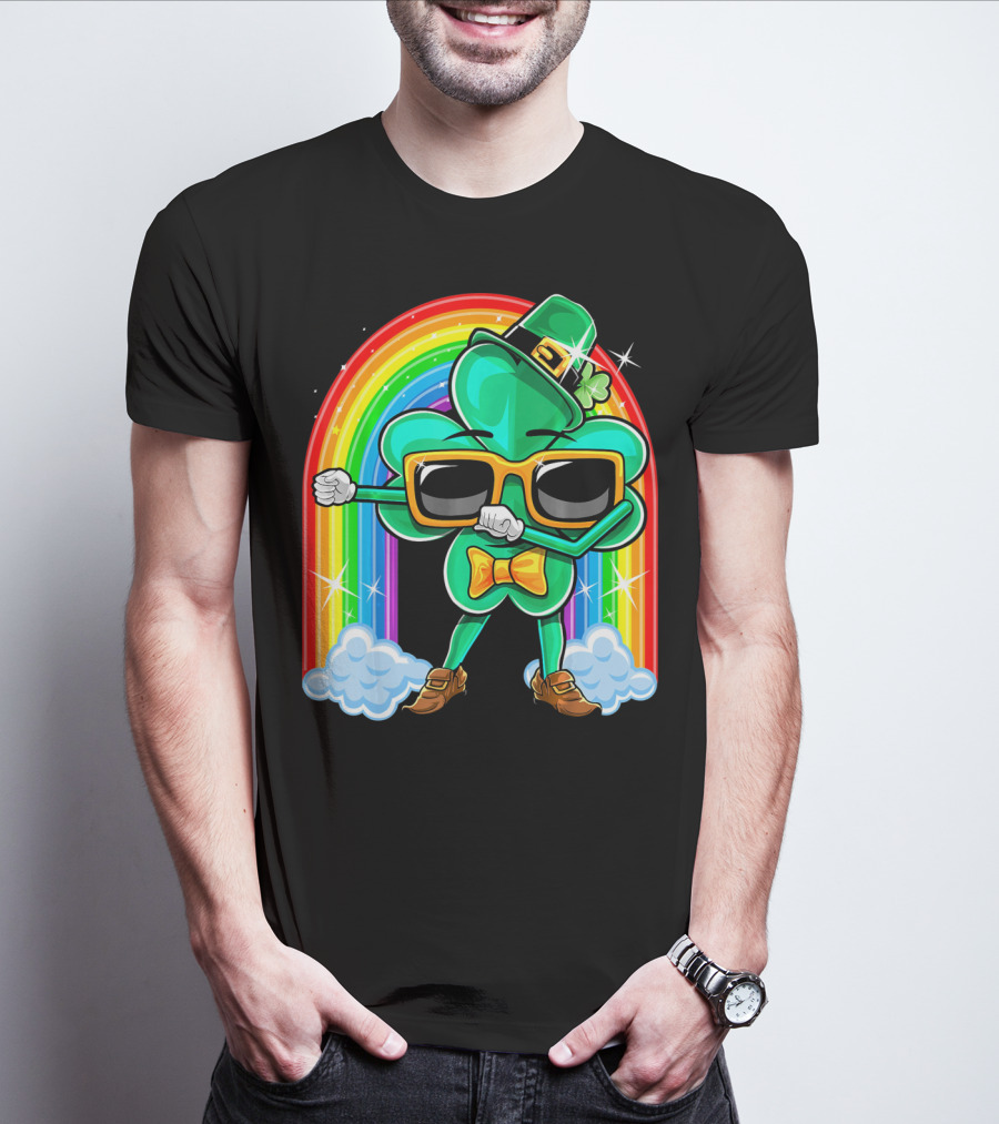 Flossing Shamrock St. Patricks Day Rainbow T-Shirt