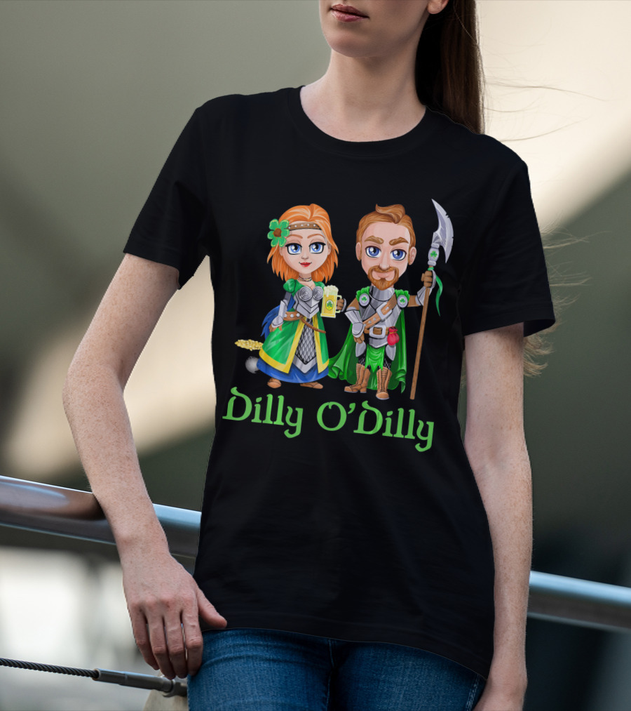 St. Patricks Day Dilly O'Dilly With Fantasy Characters And Shamrock Ale T-Shirt