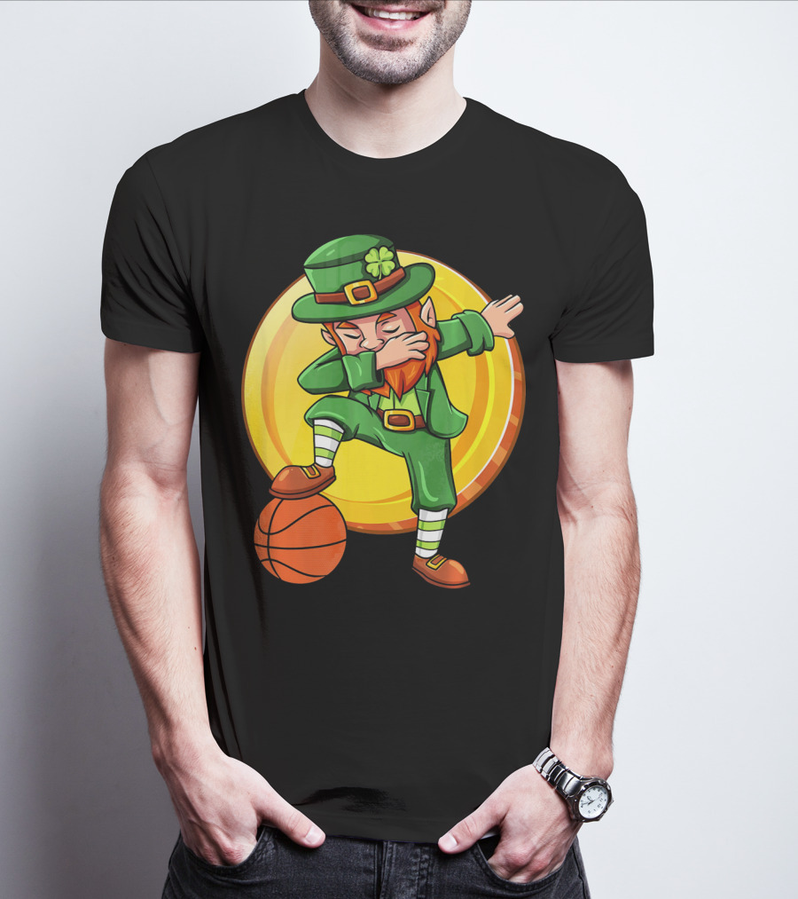Dabbing Leprechaun Basketball St Patrick Coin T-Shirt