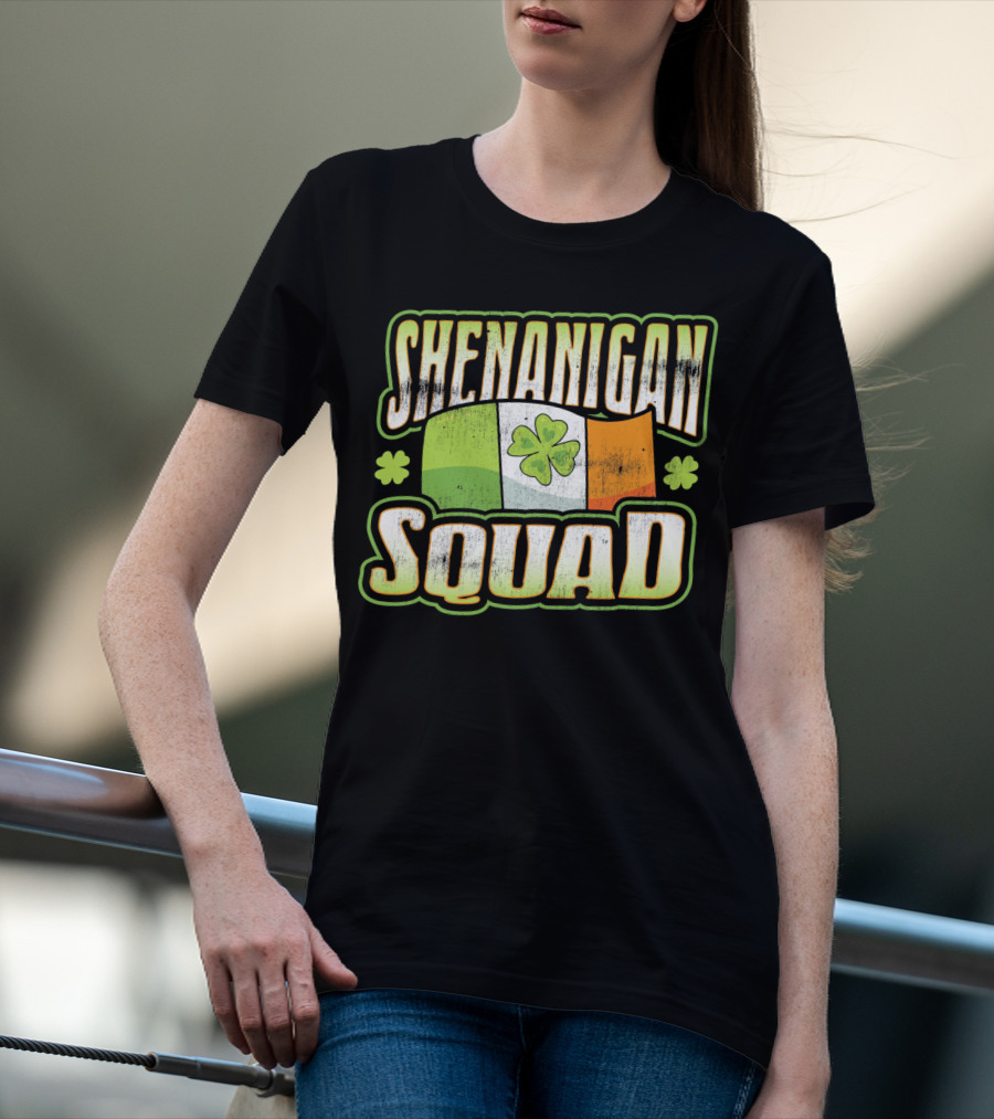 Shenanigan Squad Irish Flag Clover Retro T-Shirt