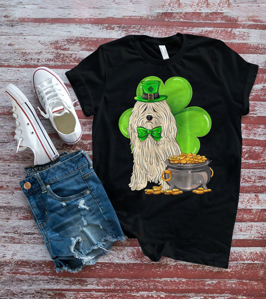 Puli Dog St Patricks Day Leprechaun With Pot Of Gold And Shamrock T-Shirt