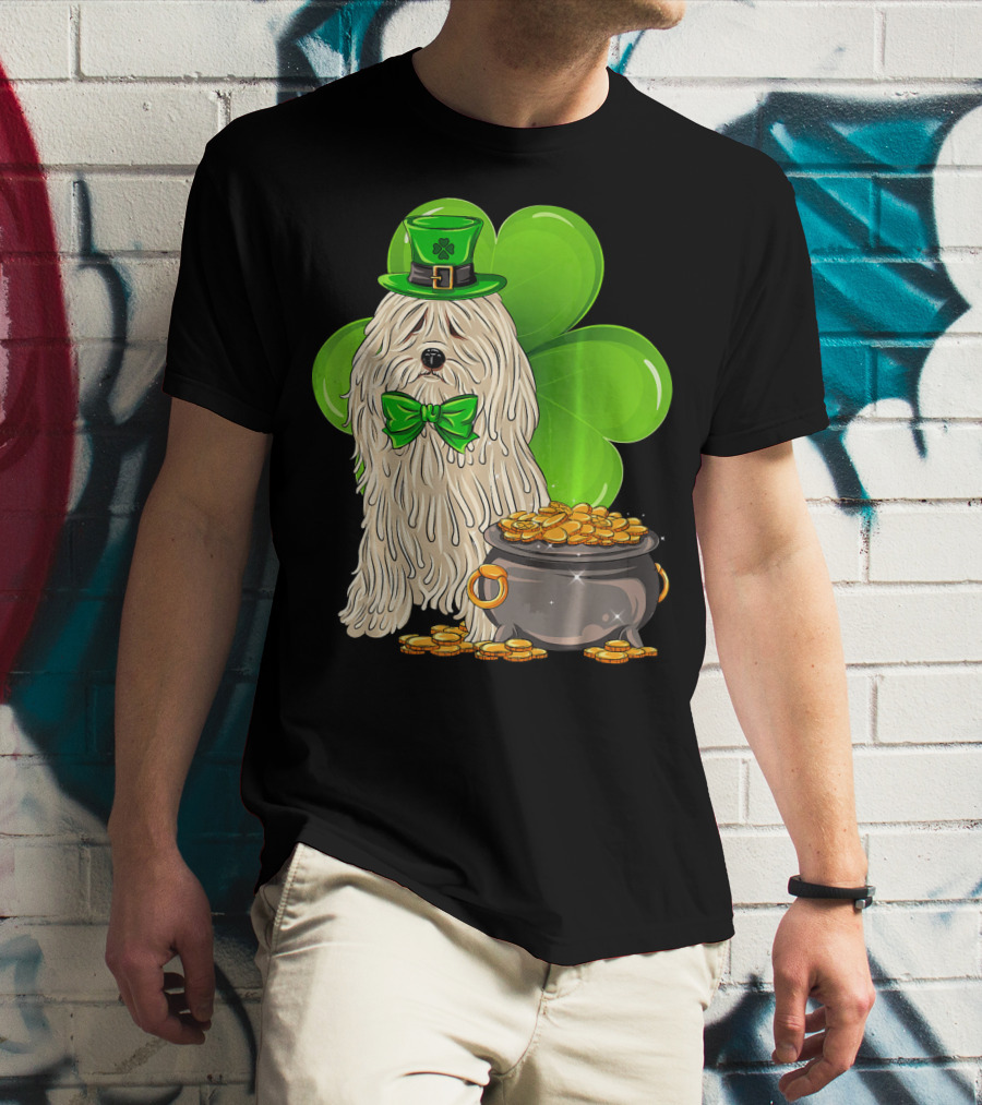 Puli Dog St Patricks Day Leprechaun With Pot Of Gold And Shamrock T-Shirt