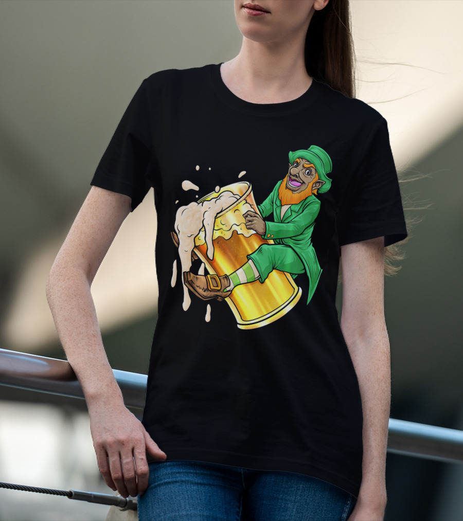 Black Leprechaun Beer African Amer T-Shirt