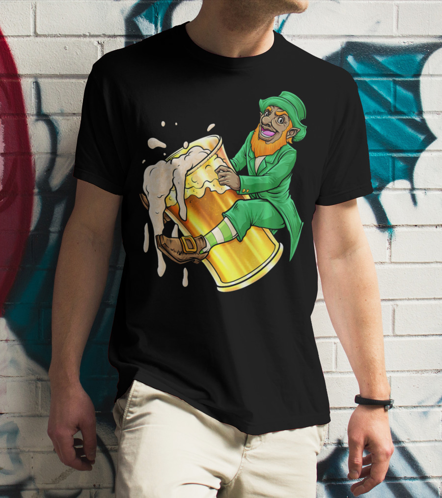 Black Leprechaun Beer African Amer T-Shirt