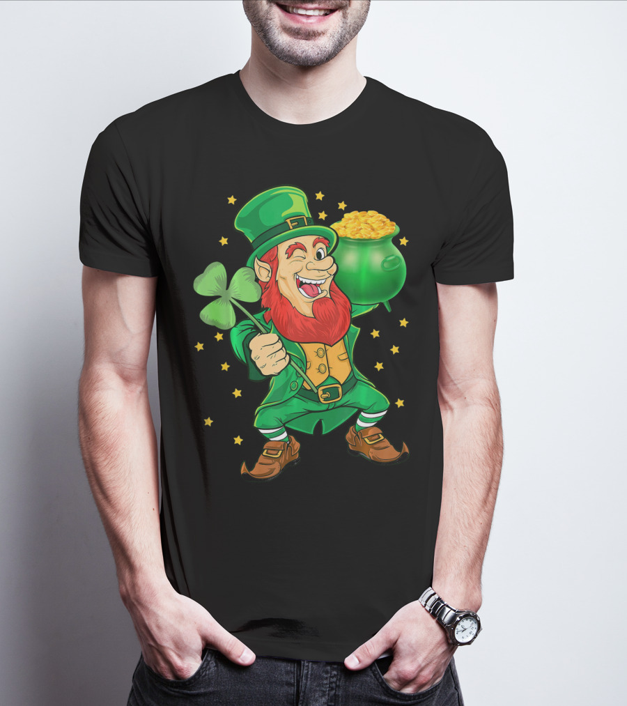 St Patricks Day Leprechauns Pot Of Gold And Shamrock T-Shirt