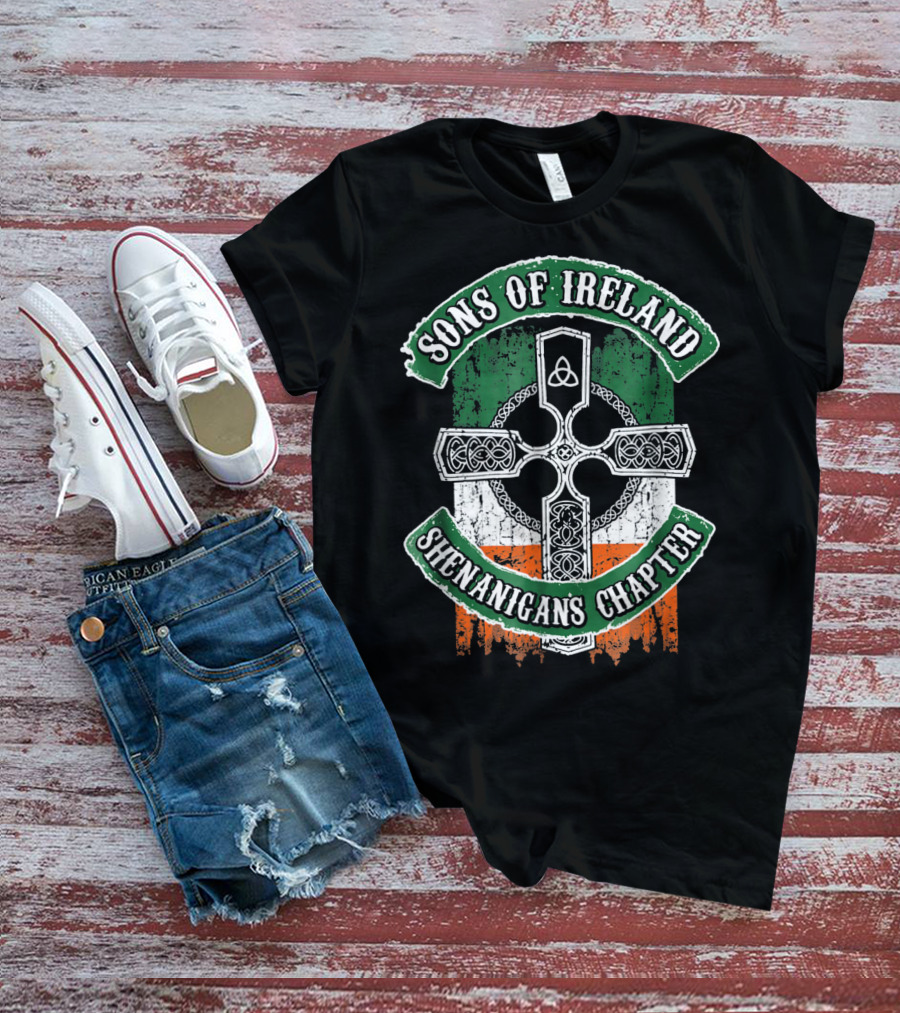 Sons Of Ireland Celtic Cross Flag Shenanigans Chapter T-Shirt