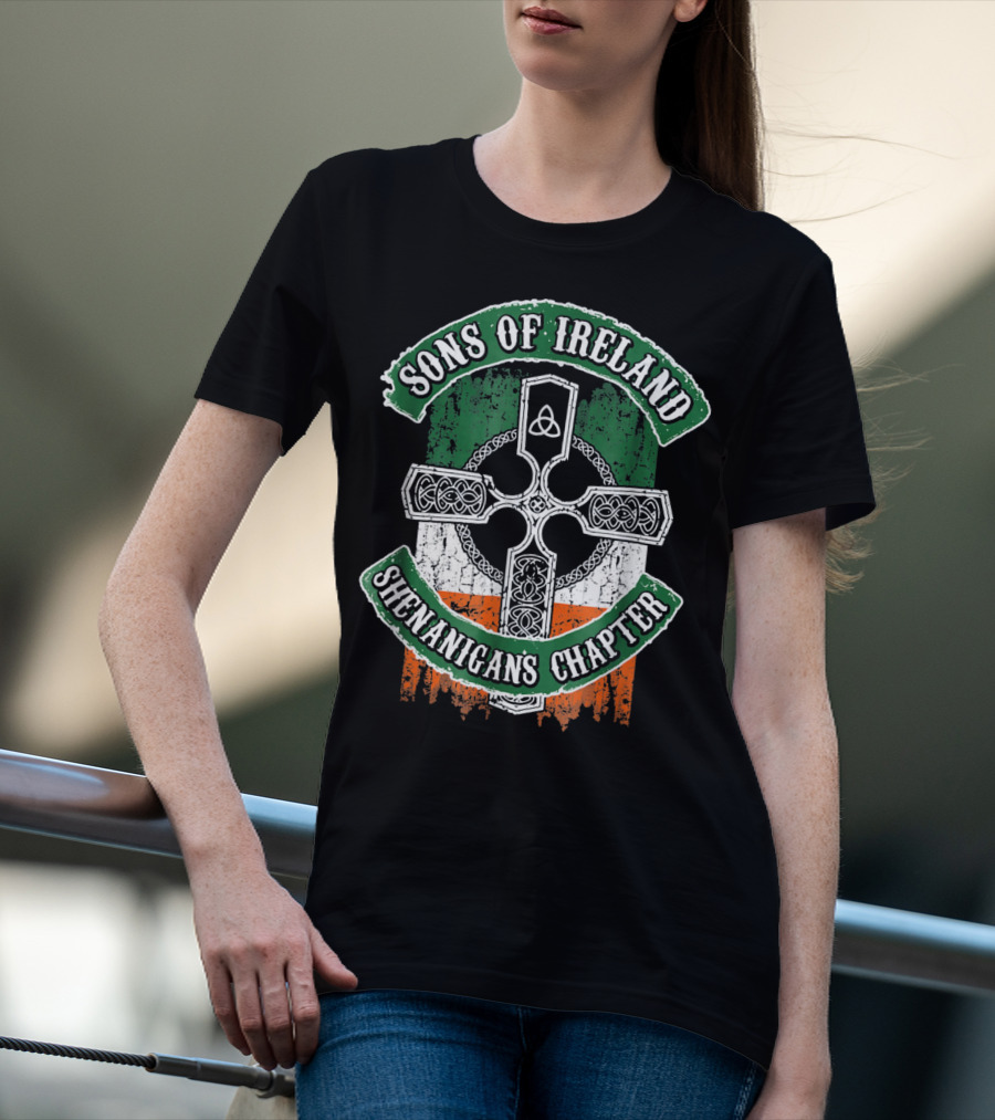 Sons Of Ireland Celtic Cross Flag Shenanigans Chapter T-Shirt