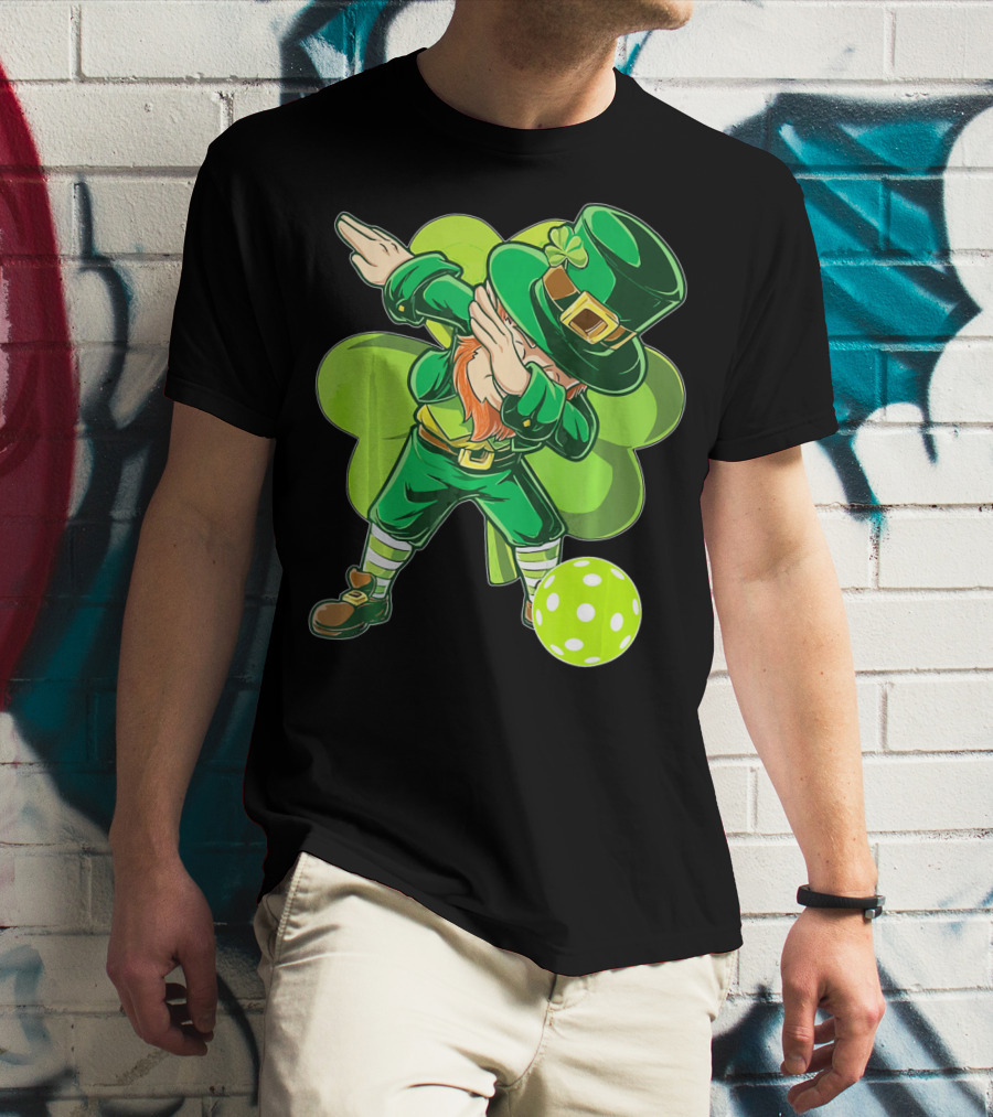 Funny Dabbing Leprechaun Pickleball Sport T-Shirt