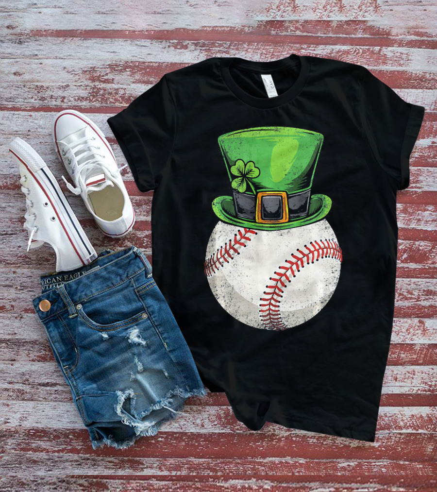 St Patricks Baseball Leprechaun Shamrock Hat T-Shirt