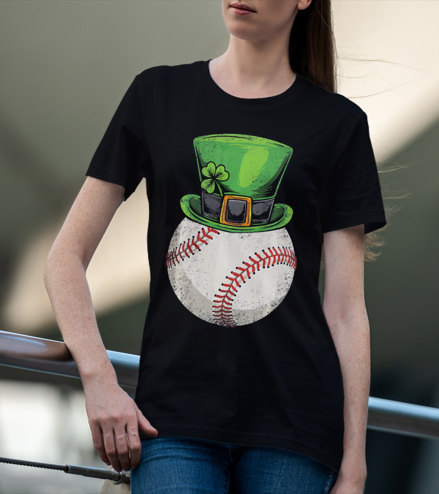 St Patricks Baseball Leprechaun Shamrock Hat T-Shirt