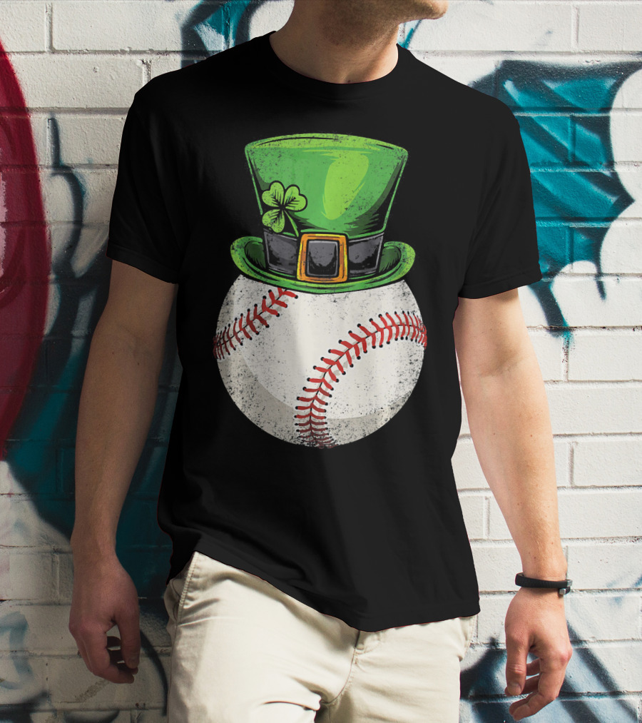 St Patricks Baseball Leprechaun Shamrock Hat T-Shirt