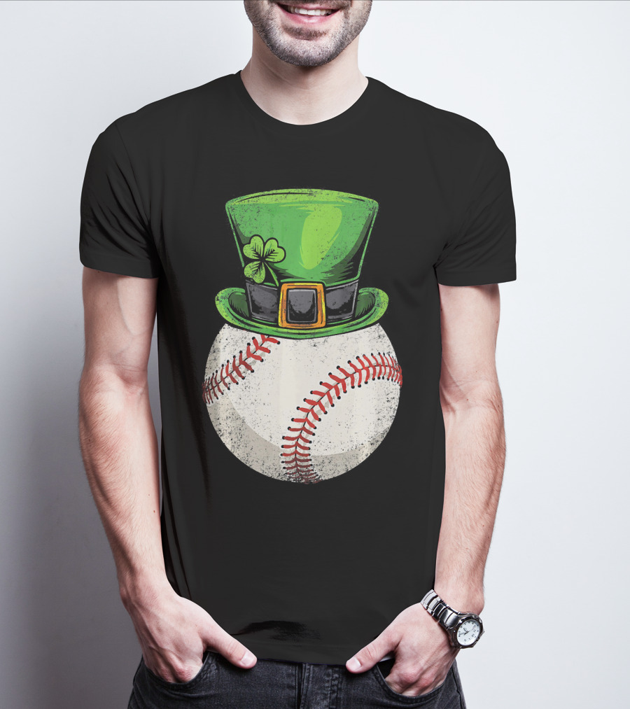 St Patricks Baseball Leprechaun Shamrock Hat T-Shirt