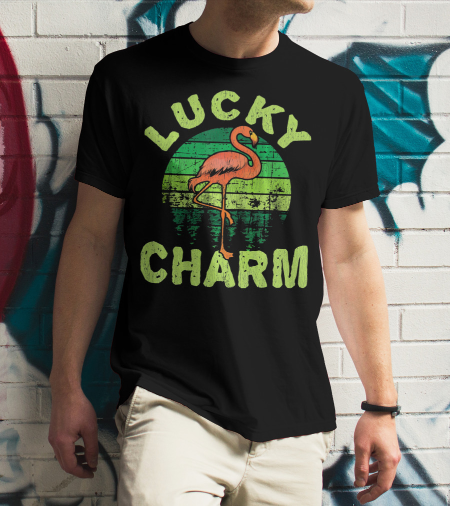 Lucky Charm Flamingo Vintage Bird Lovers T-Shirt