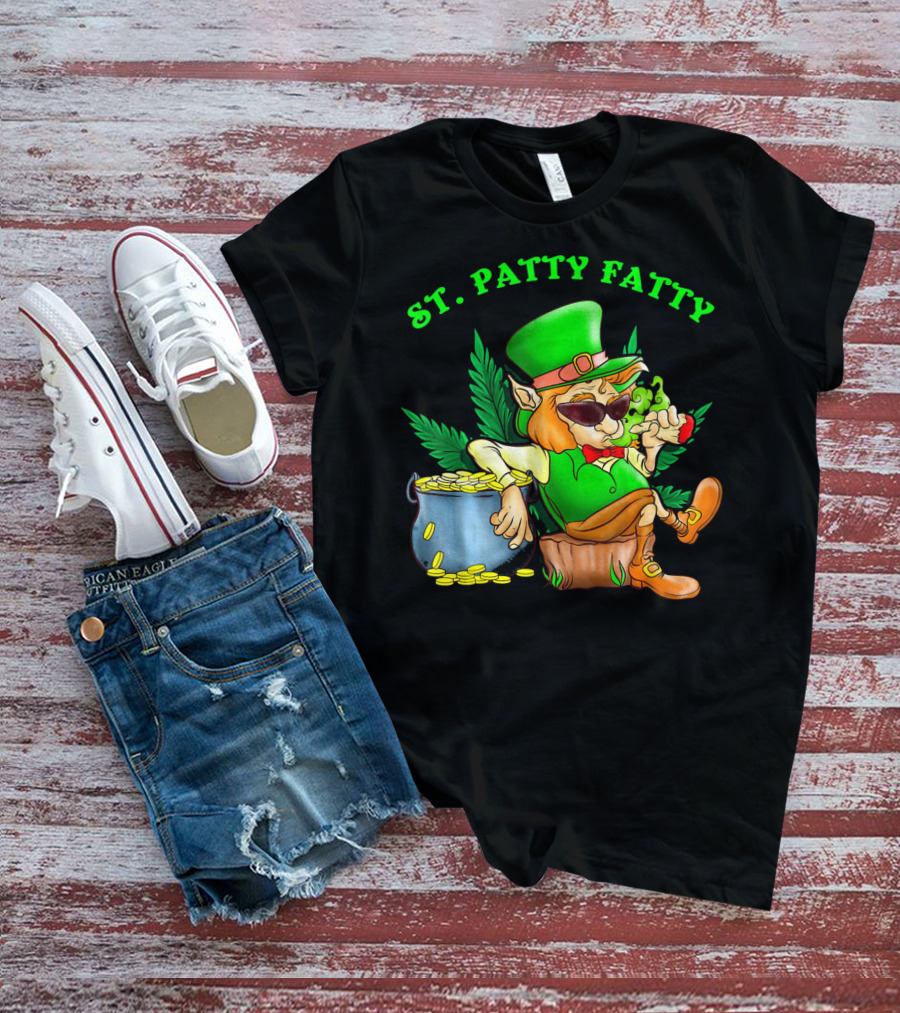 St. Patty Fatty Cool St. Patrick's Weed Smoking Leprechaun T-Shirt