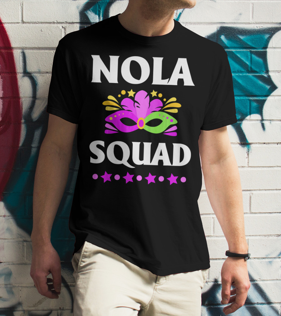 Nola Squad Mardi Gras Mask Stars T-Shirt
