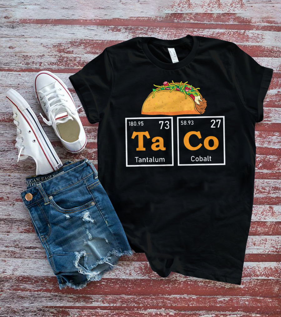 Taco Periodic Table Elements Tantalum Cobalt Funny Mardi T-Shirt