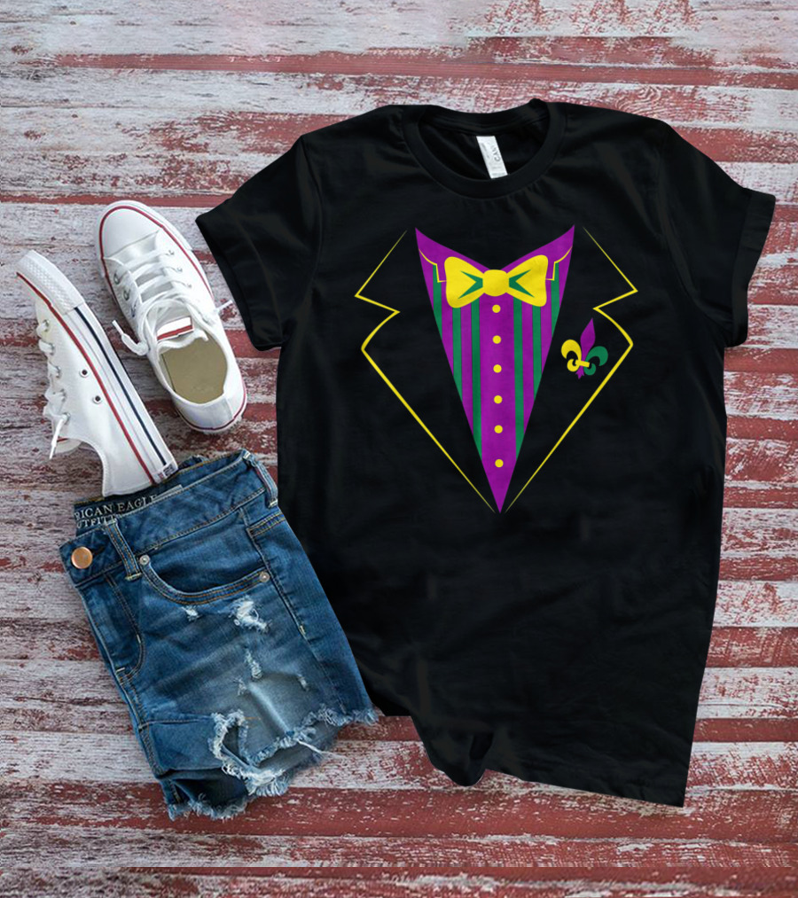 Funny Mardi Gras Tuxedo Party Celebration Fleur-de-lis T-Shirt